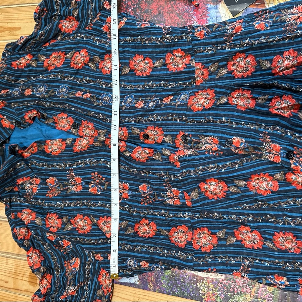 Lulu's Blue and Orange Bishop Sleeve Sundress - Picture 8 of 8